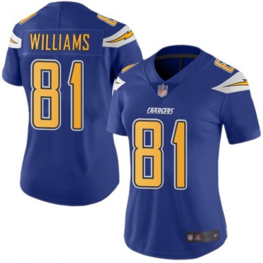 Los Angeles Chargers NFL Football Mike Williams Electric Blue Jersey Women Limited 81 Rush Vapor Untouchable